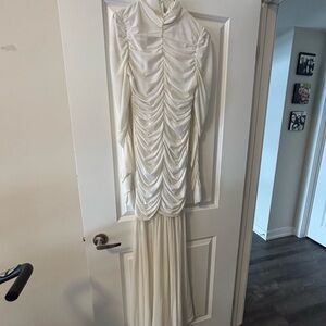 Elegant White Ruched Dress - fashion nova by Cardi B